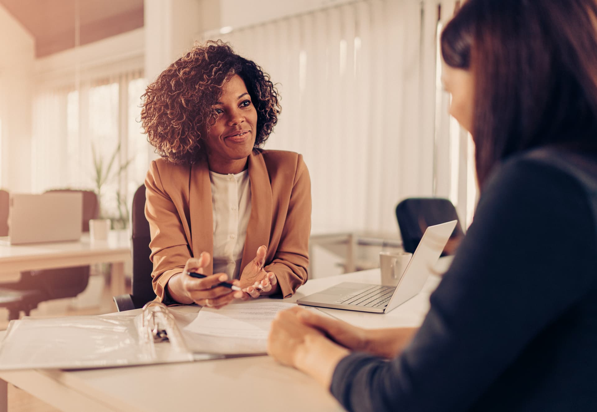 Young woman doing a job interview